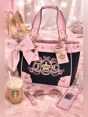 Juicy Couture Juicy Lovers Club w/Large Bow Tote Viral Y2K Juicy Exclusive